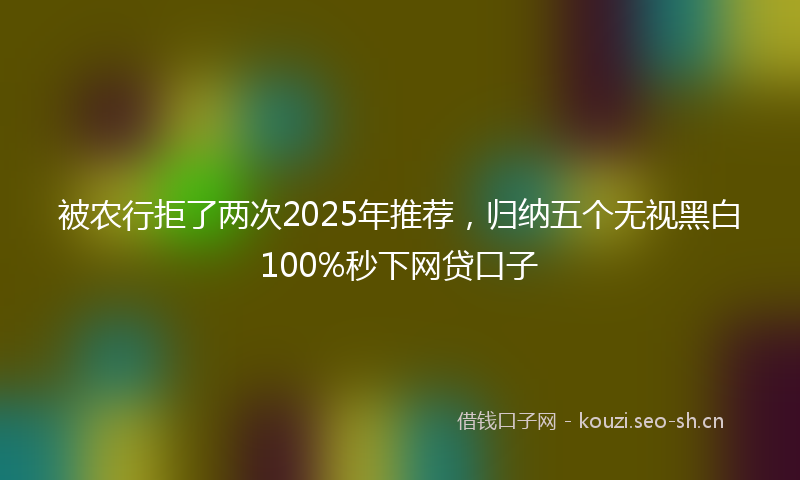 被农行拒了两次2025年推荐，归纳五个无视黑白100%秒下网贷口子