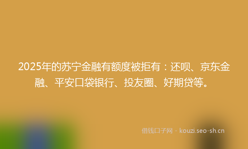 2025年的苏宁金融有额度被拒有：还呗、京东金融、平安口袋银行、投友圈、好期贷等。