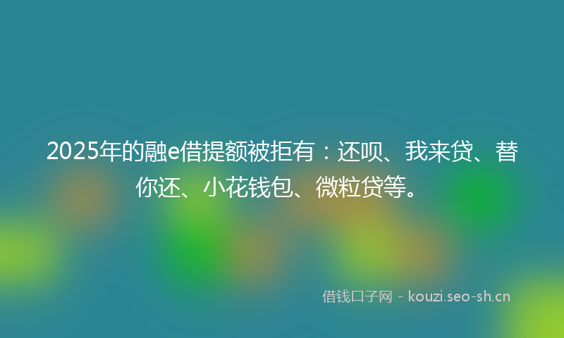2025年的融e借提额被拒有：还呗、我来贷、替你还、小花钱包、微粒贷等。