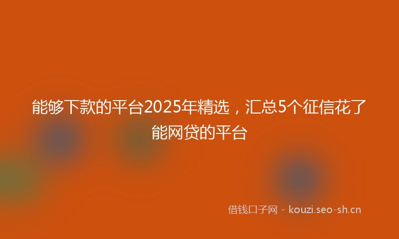 能够下款的平台2025年精选，汇总5个征信花了能网贷的平台