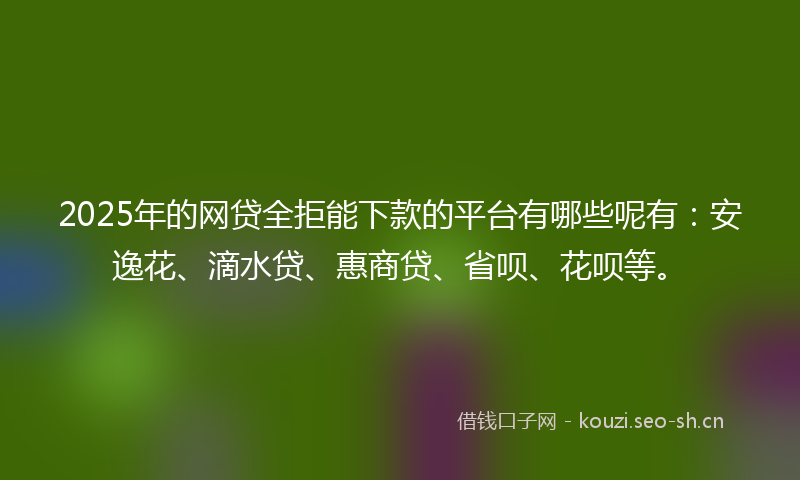 2025年的网贷全拒能下款的平台有哪些呢有:安逸花、滴水贷、惠商贷、省呗、花呗等。