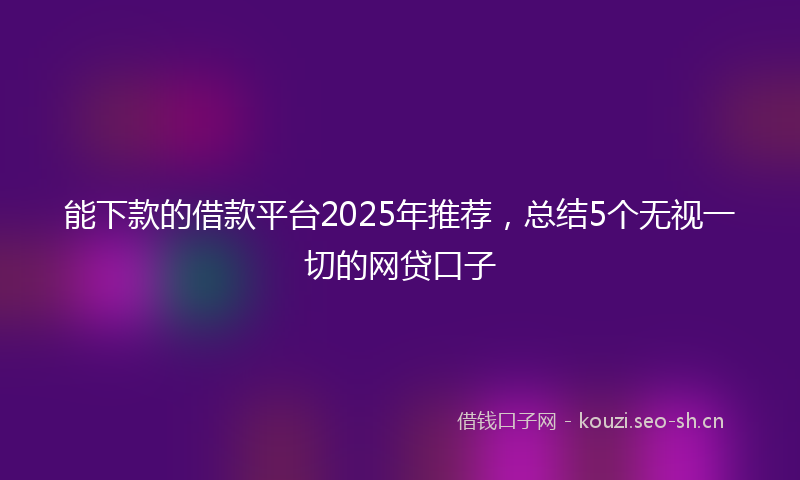 能下款的借款平台2025年推荐，总结5个无视一切的网贷口子