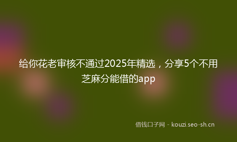给你花老审核不通过2025年精选，分享5个不用芝麻分能借的app