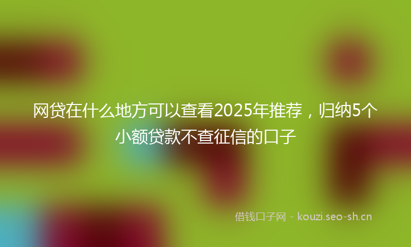 网贷在什么地方可以查看2025年推荐，归纳5个小额贷款不查征信的口子