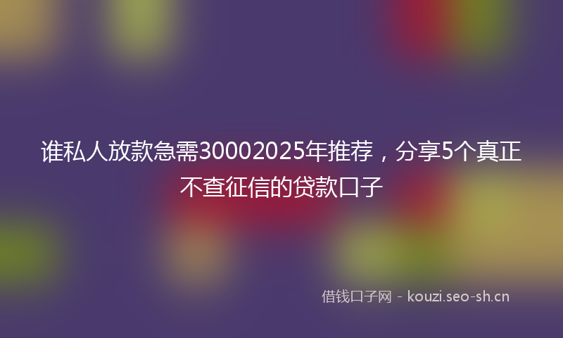 谁私人放款急需30002025年推荐，分享5个真正不查征信的贷款口子