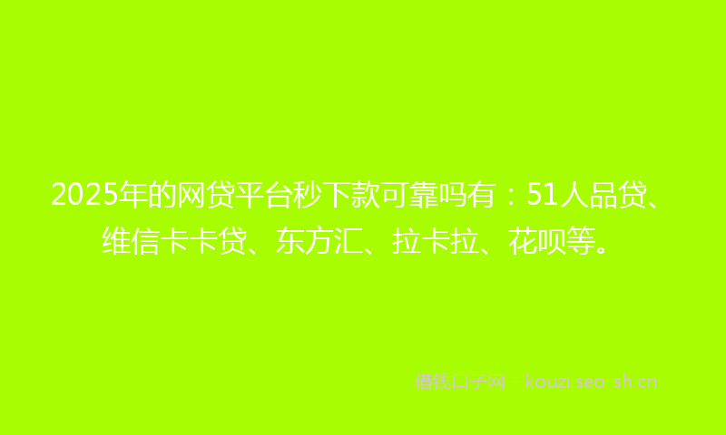 2025年的网贷平台秒下款可靠吗有：51人品贷、维信卡卡贷、东方汇、拉卡拉、花呗等。