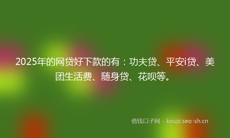 2025年的网贷好下款的有：功夫贷、平安i贷、美团生活费、随身贷、花呗等。