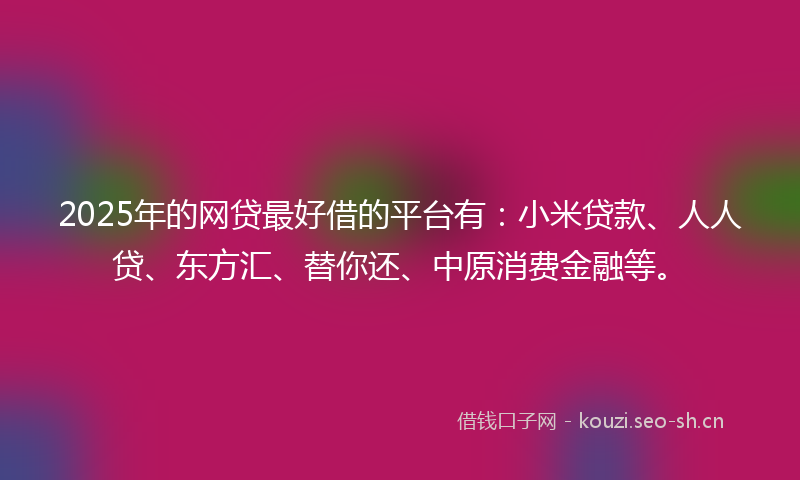 2025年的网贷最好借的平台有：小米贷款、人人贷、东方汇、替你还、中原消费金融等。