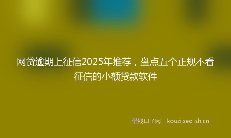 网贷逾期上征信2025年推荐，盘点五个正规不看征信的小额贷款软件