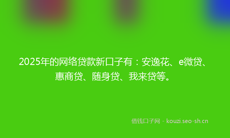 2025年的网络贷款新口子有：安逸花、e微贷、惠商贷、随身贷、我来贷等。