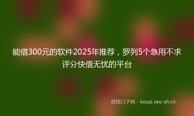 能借300元的软件2025年推荐,罗列5个急用不求评分快借无忧的平台