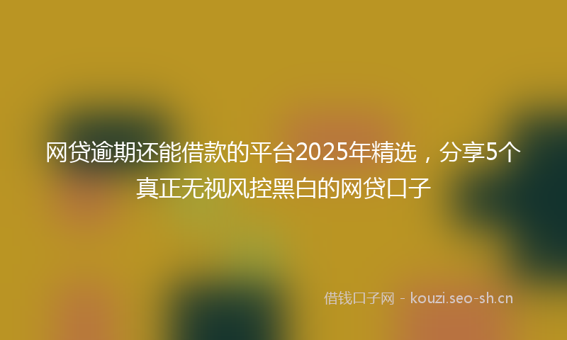 网贷逾期还能借款的平台2025年精选，分享5个真正无视风控黑白的网贷口子