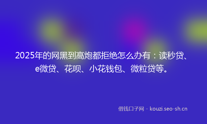 2025年的网黑到高炮都拒绝怎么办有：读秒贷、e微贷、花呗、小花钱包、微粒贷等。