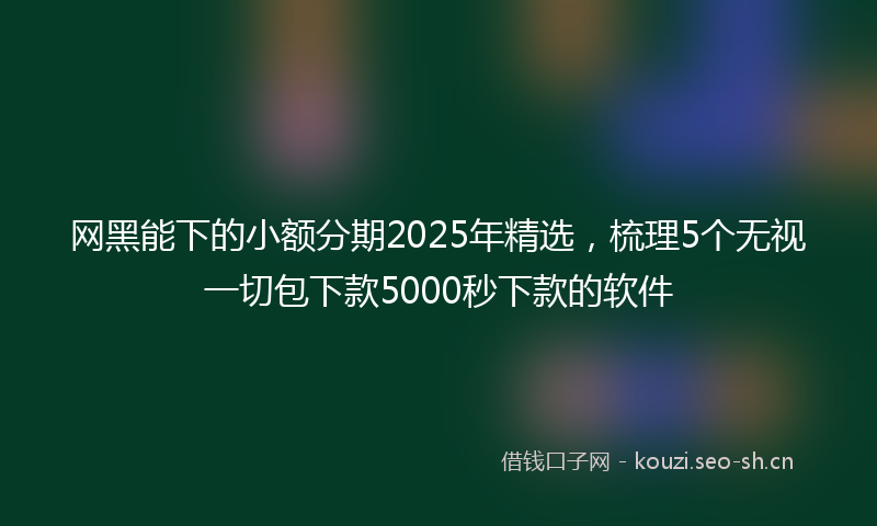 网黑能下的小额分期2025年精选，梳理5个无视一切包下款5000秒下款的软件