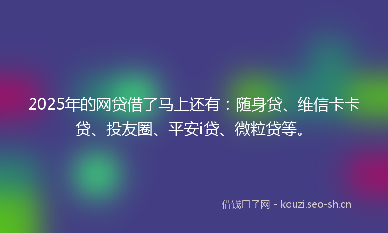 2025年的网贷借了马上还有：随身贷、维信卡卡贷、投友圈、平安i贷、微粒贷等。