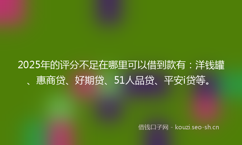 2025年的评分不足在哪里可以借到款有：洋钱罐、惠商贷、好期贷、51人品贷、平安i贷等。