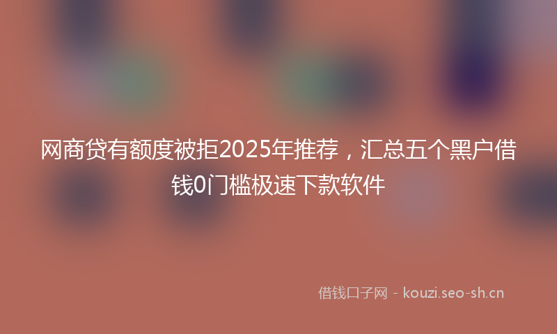 网商贷有额度被拒2025年推荐，汇总五个黑户借钱0门槛极速下款软件