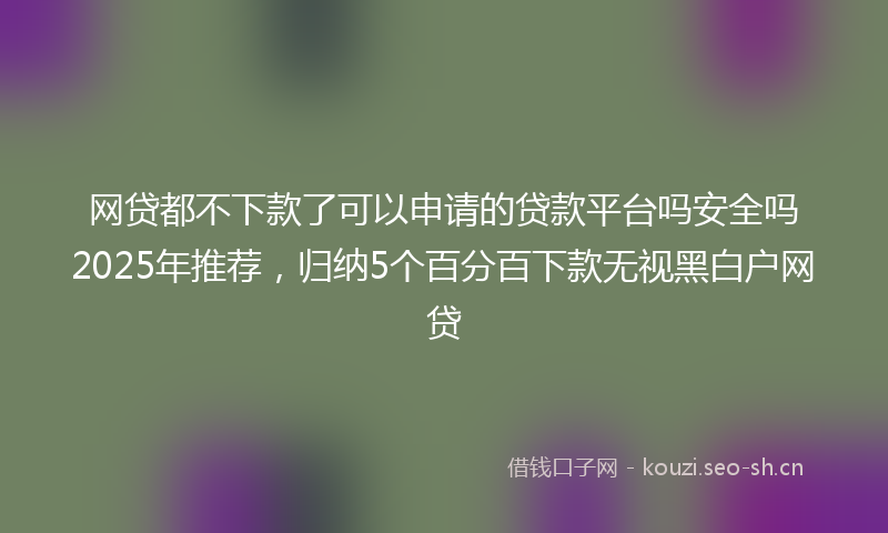 网贷都不下款了可以申请的贷款平台吗安全吗2025年推荐，归纳5个百分百下款无视黑白户网贷