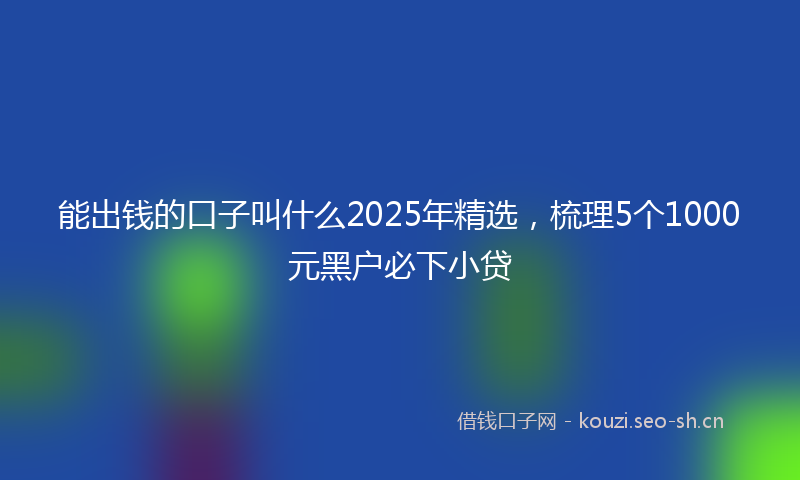 能出钱的口子叫什么2025年精选，梳理5个1000元黑户必下小贷
