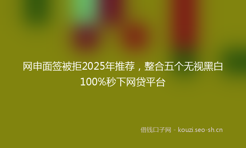 网申面签被拒2025年推荐,整合五个无视黑白100%秒下网贷平台