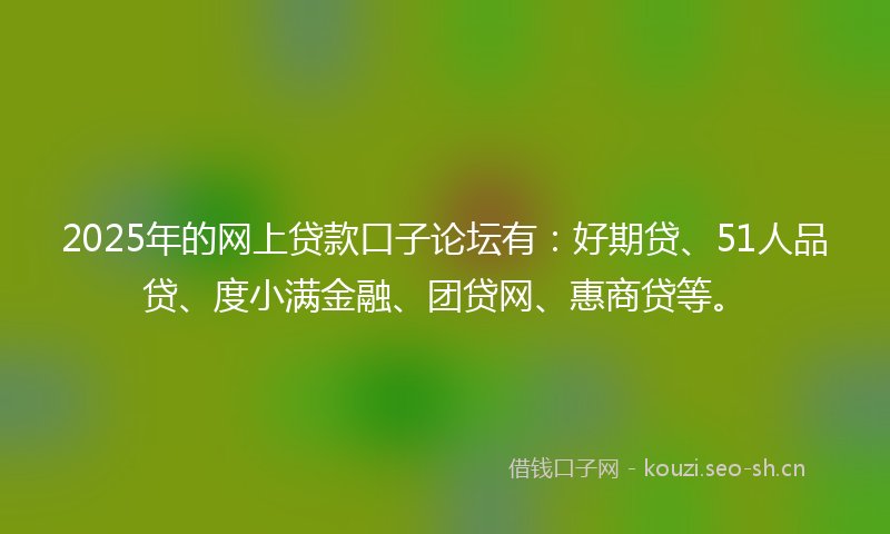 2025年的网上贷款口子论坛有：好期贷、51人品贷、度小满金融、团贷网、惠商贷等。