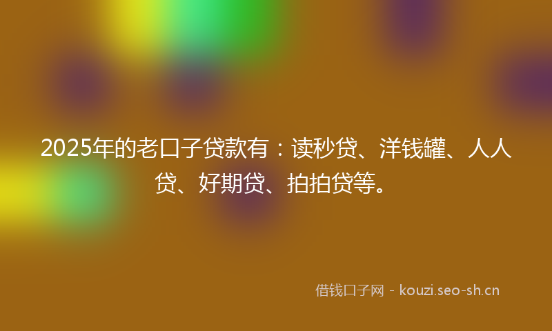 2025年的老口子贷款有：读秒贷、洋钱罐、人人贷、好期贷、拍拍贷等。