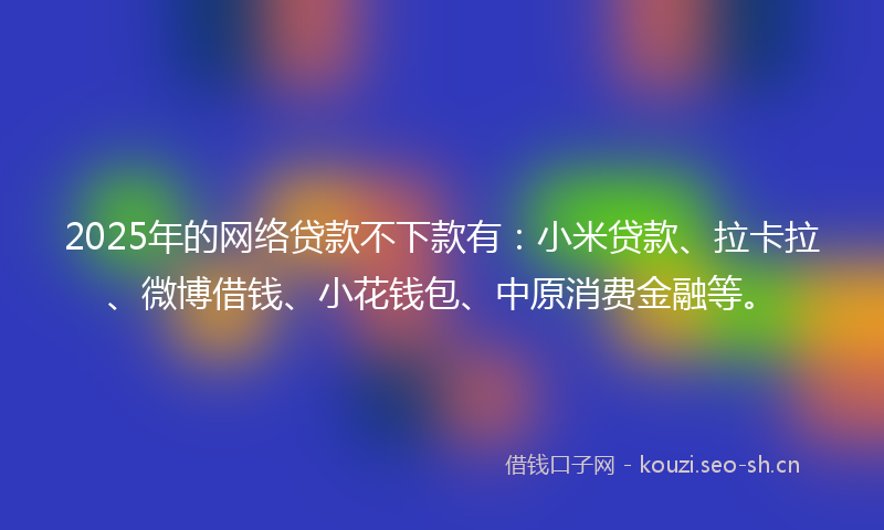 2025年的网络贷款不下款有：小米贷款、拉卡拉、微博借钱、小花钱包、中原消费金融等。