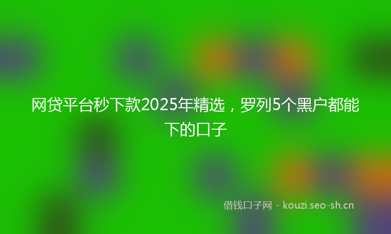 网贷平台秒下款2025年精选,罗列5个黑户都能下的口子