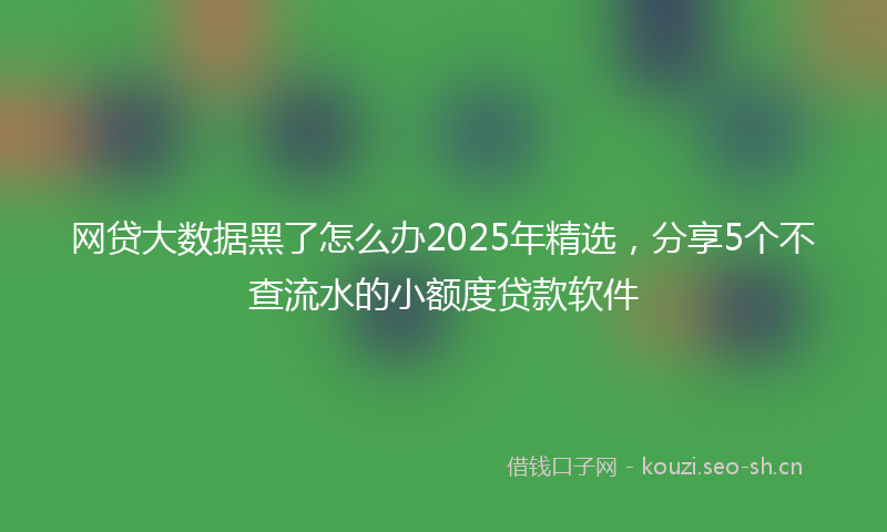 网贷大数据黑了怎么办2025年精选，分享5个不查流水的小额度贷款软件