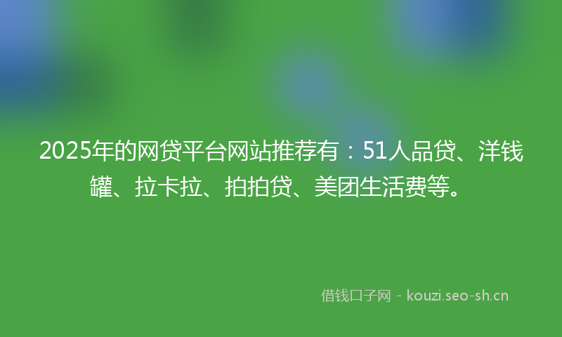 2025年的网贷平台网站推荐有：51人品贷、洋钱罐、拉卡拉、拍拍贷、美团生活费等。