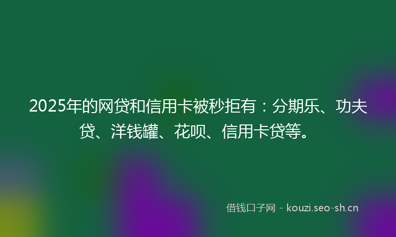 2025年的网贷和信用卡被秒拒有：分期乐、功夫贷、洋钱罐、花呗、信用卡贷等。