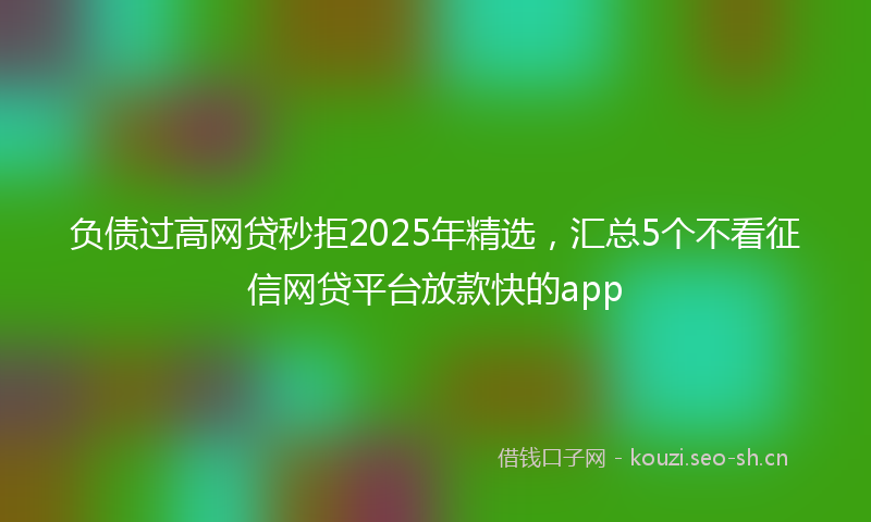 负债过高网贷秒拒2025年精选，汇总5个不看征信网贷平台放款快的app