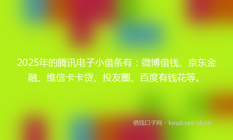 2025年的腾讯电子小借条有：微博借钱、京东金融、维信卡卡贷、投友圈、百度有钱花等。