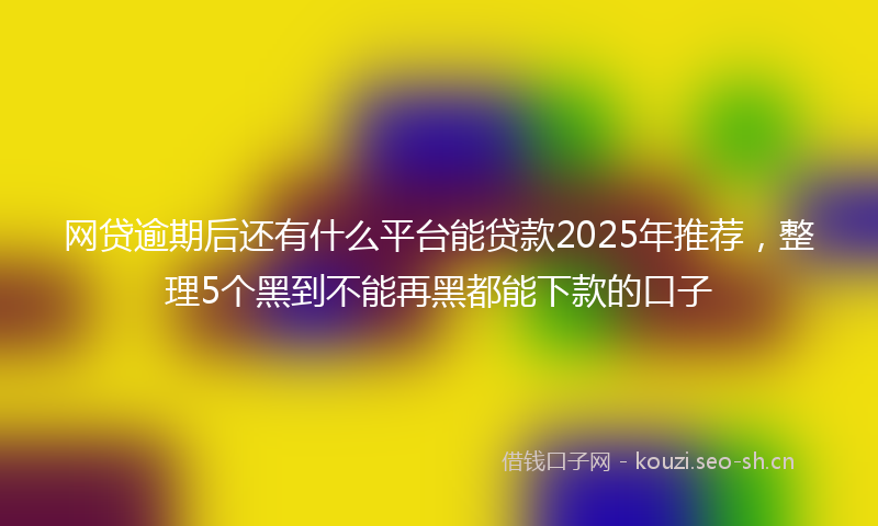 网贷逾期后还有什么平台能贷款2025年推荐，整理5个黑到不能再黑都能下款的口子