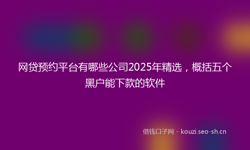 网贷预约平台有哪些公司2025年精选，概括五个黑户能下款的软件