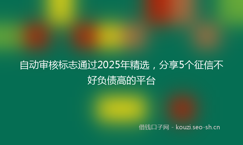自动审核标志通过2025年精选，分享5个征信不好负债高的平台