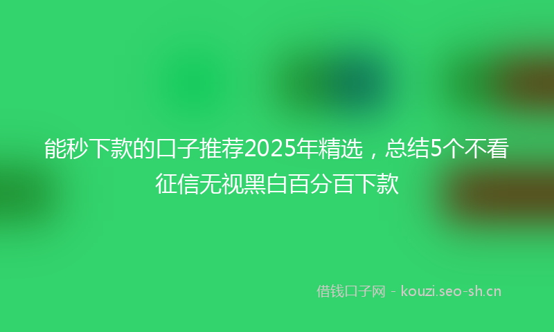 能秒下款的口子推荐2025年精选，总结5个不看征信无视黑白百分百下款