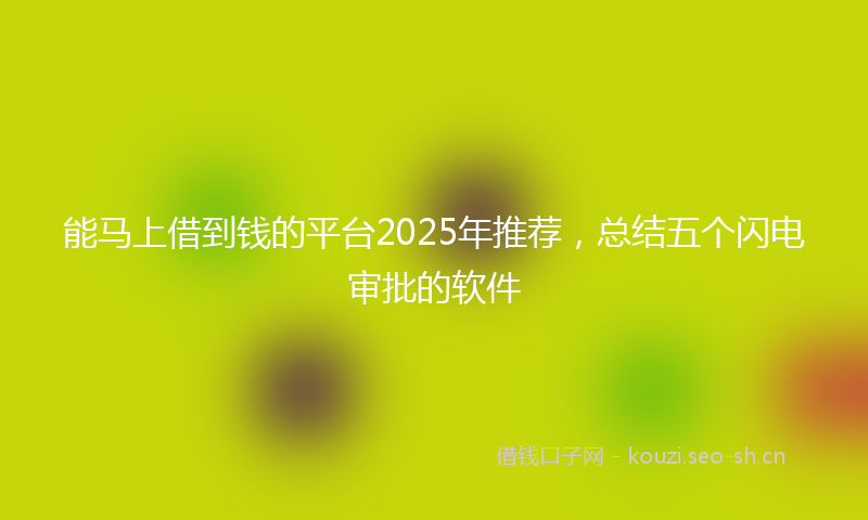 能马上借到钱的平台2025年推荐，总结五个闪电审批的软件