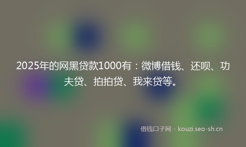 2025年的网黑贷款1000有：微博借钱、还呗、功夫贷、拍拍贷、我来贷等。