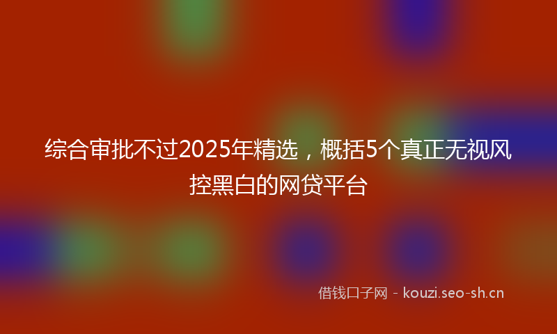综合审批不过2025年精选，概括5个真正无视风控黑白的网贷平台