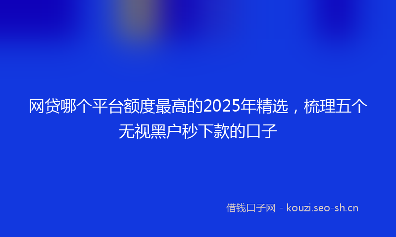 网贷哪个平台额度最高的2025年精选，梳理五个无视黑户秒下款的口子