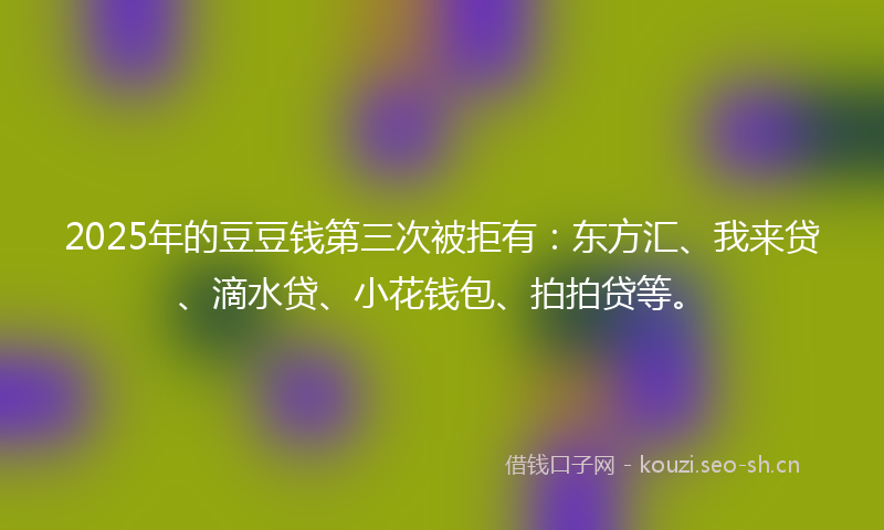 2025年的豆豆钱第三次被拒有：东方汇、我来贷、滴水贷、小花钱包、拍拍贷等。