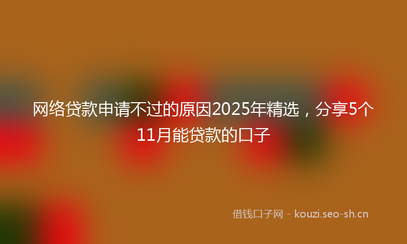 网络贷款申请不过的原因2025年精选，分享5个11月能贷款的口子