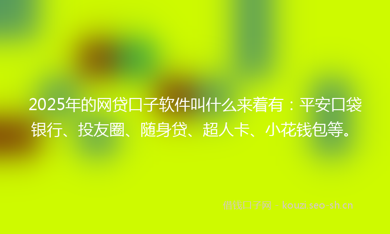 2025年的网贷口子软件叫什么来着有：平安口袋银行、投友圈、随身贷、超人卡、小花钱包等。