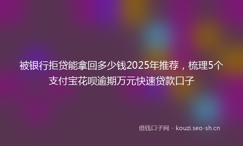 被银行拒贷能拿回多少钱2025年推荐，梳理5个支付宝花呗逾期万元快速贷款口子