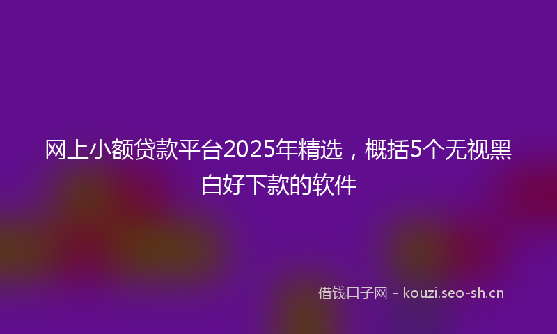 网上小额贷款平台2025年精选，概括5个无视黑白好下款的软件