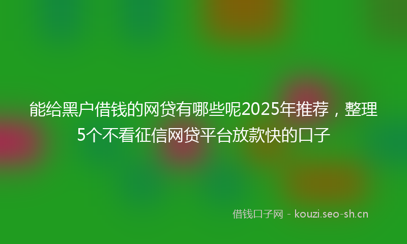 能给黑户借钱的网贷有哪些呢2025年推荐，整理5个不看征信网贷平台放款快的口子