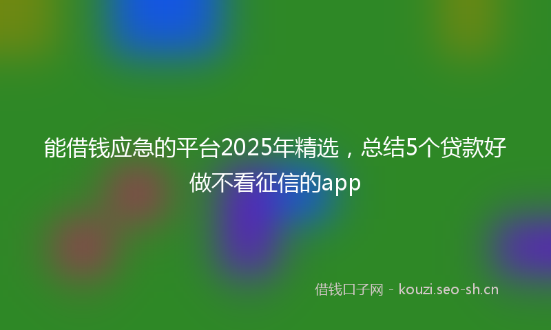 能借钱应急的平台2025年精选，总结5个贷款好做不看征信的app