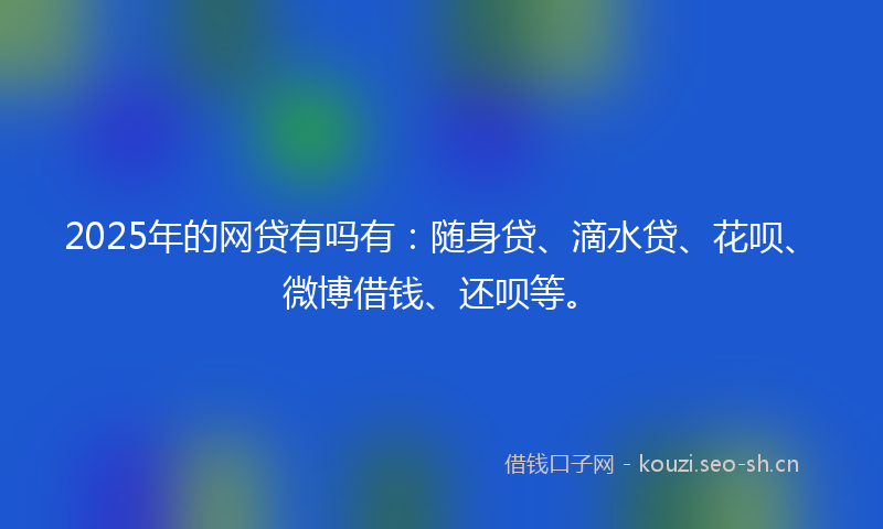 2025年的网贷有吗有：随身贷、滴水贷、花呗、微博借钱、还呗等。