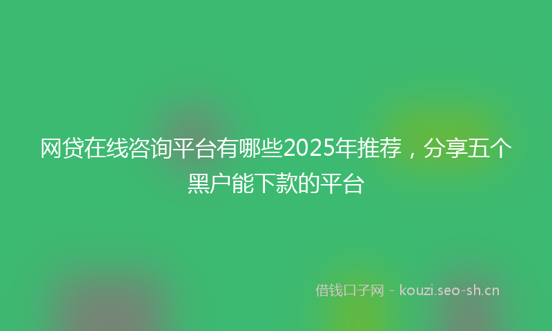 网贷在线咨询平台有哪些2025年推荐，分享五个黑户能下款的平台